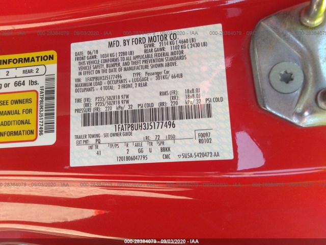 Photo 8 VIN: 1FATP8UH3J5177496 - FORD MUSTANG 