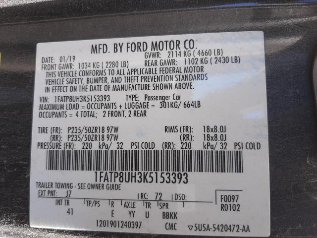 Photo 9 VIN: 1FATP8UH3K5153393 - FORD MUSTANG 