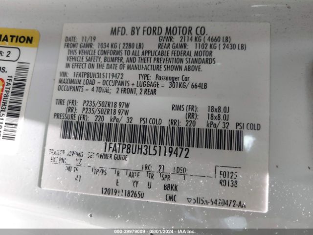 Photo 8 VIN: 1FATP8UH3L5119472 - FORD MUSTANG 