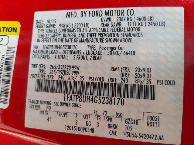 Photo 9 VIN: 1FATP8UH4G5238170 - FORD MUSTANG 