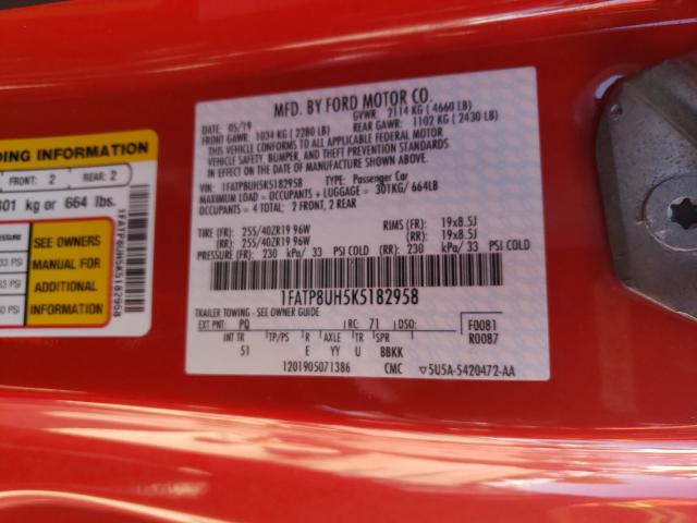 Photo 9 VIN: 1FATP8UH5K5182958 - FORD MUSTANG 