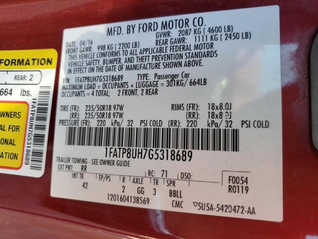 Photo 11 VIN: 1FATP8UH7G5318689 - FORD MUSTANG 