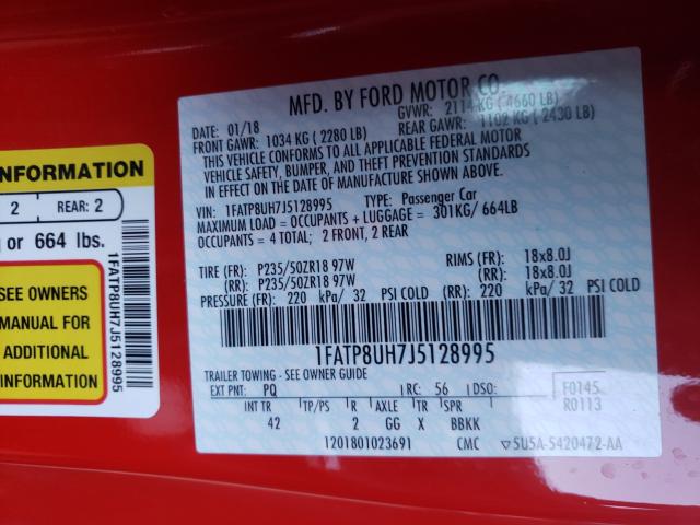 Photo 9 VIN: 1FATP8UH7J5128995 - FORD MUSTANG 