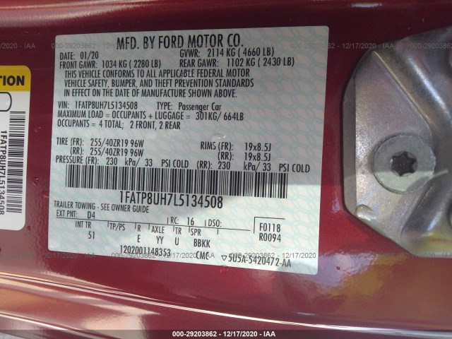 Photo 8 VIN: 1FATP8UH7L5134508 - FORD MUSTANG 