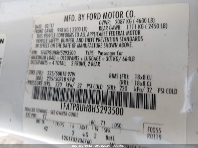 Photo 8 VIN: 1FATP8UH8H5293500 - FORD MUSTANG 