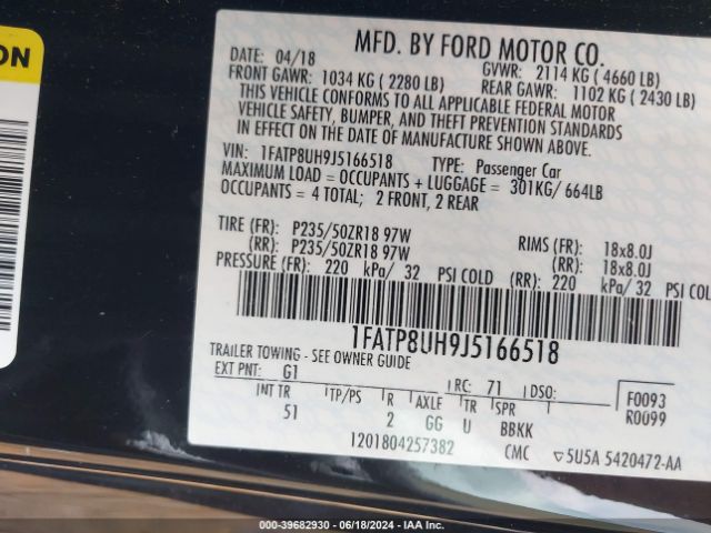 Photo 8 VIN: 1FATP8UH9J5166518 - FORD MUSTANG 