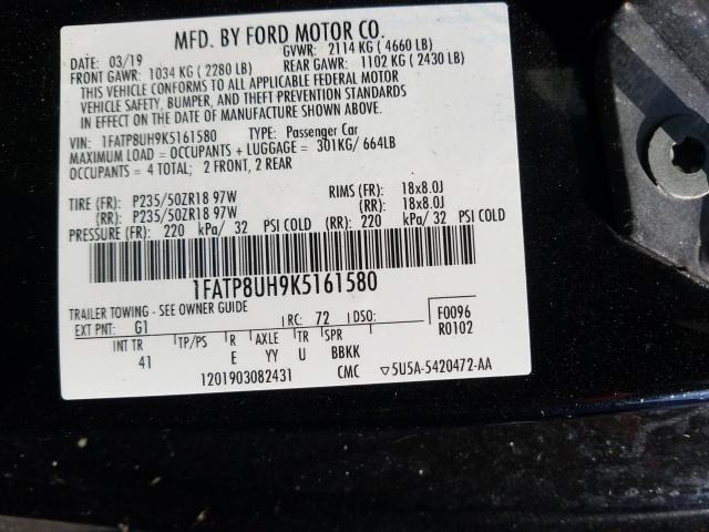 Photo 9 VIN: 1FATP8UH9K5161580 - FORD MUSTANG 