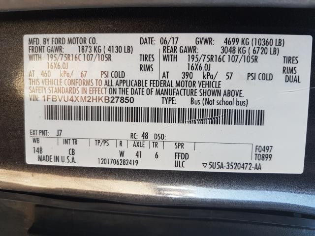 Photo 9 VIN: 1FBVU4XM2HKB27850 - FORD TRANSIT T- 