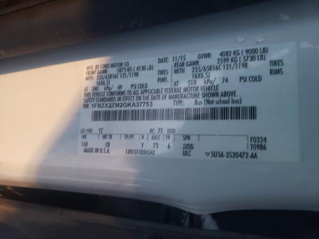 Photo 9 VIN: 1FBZX2ZM2GKA37753 - FORD TRANSIT T- 