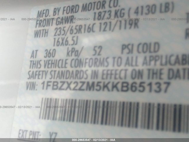 Photo 8 VIN: 1FBZX2ZM5KKB65137 - FORD TRANSIT PASSENGER WAGON 