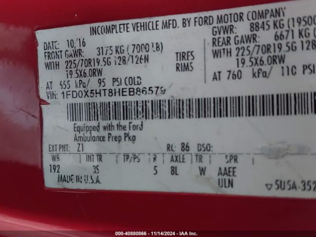 Photo 8 VIN: 1FD0X5HT8HEB86579 - FORD F-550 