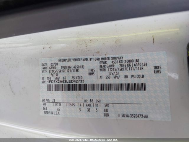 Photo 8 VIN: 1FD7X2A63LED42733 - FORD F-250 