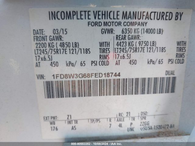 Photo 8 VIN: 1FD8W3G68FED18744 - FORD F-350 