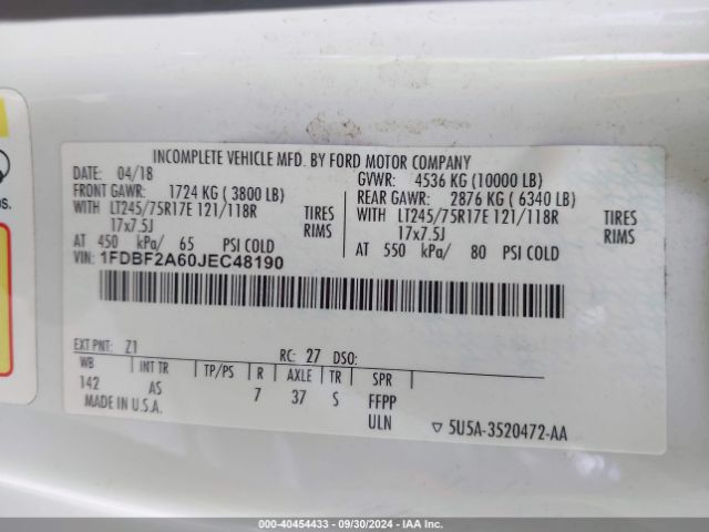 Photo 8 VIN: 1FDBF2A60JEC48190 - FORD F-250 