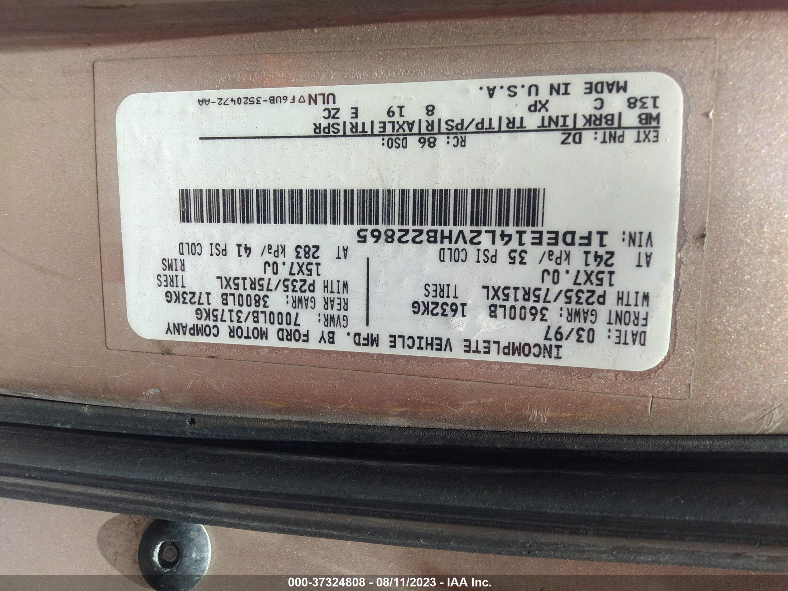 Photo 8 VIN: 1FDEE14L2VHB22865 - FORD ECONOLINE 