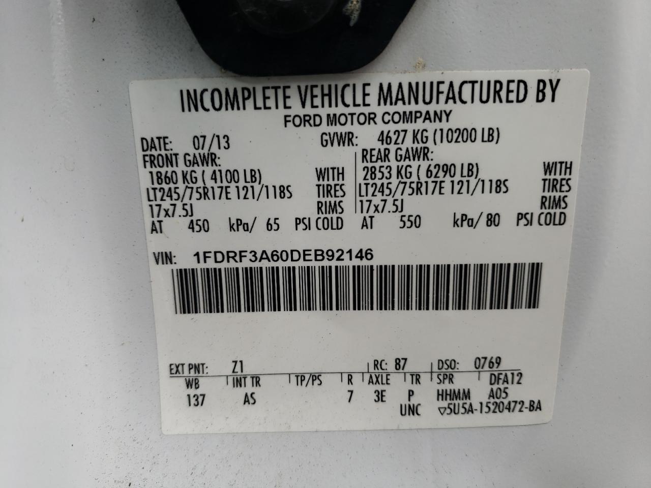 Photo 11 VIN: 1FDRF3A60DEB92146 - FORD F350 