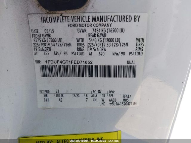 Photo 8 VIN: 1FDUF4GT1FED71652 - FORD F-450 