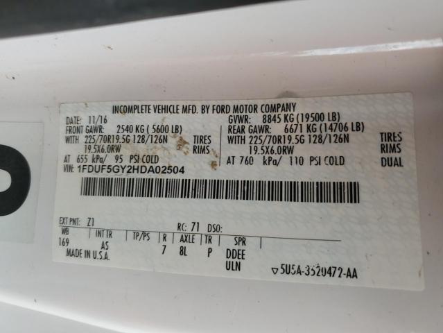 Photo 9 VIN: 1FDUF5GY2HDA02504 - FORD F550 SUPER 