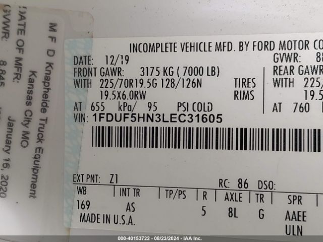 Photo 8 VIN: 1FDUF5HN3LEC31605 - FORD F-550 