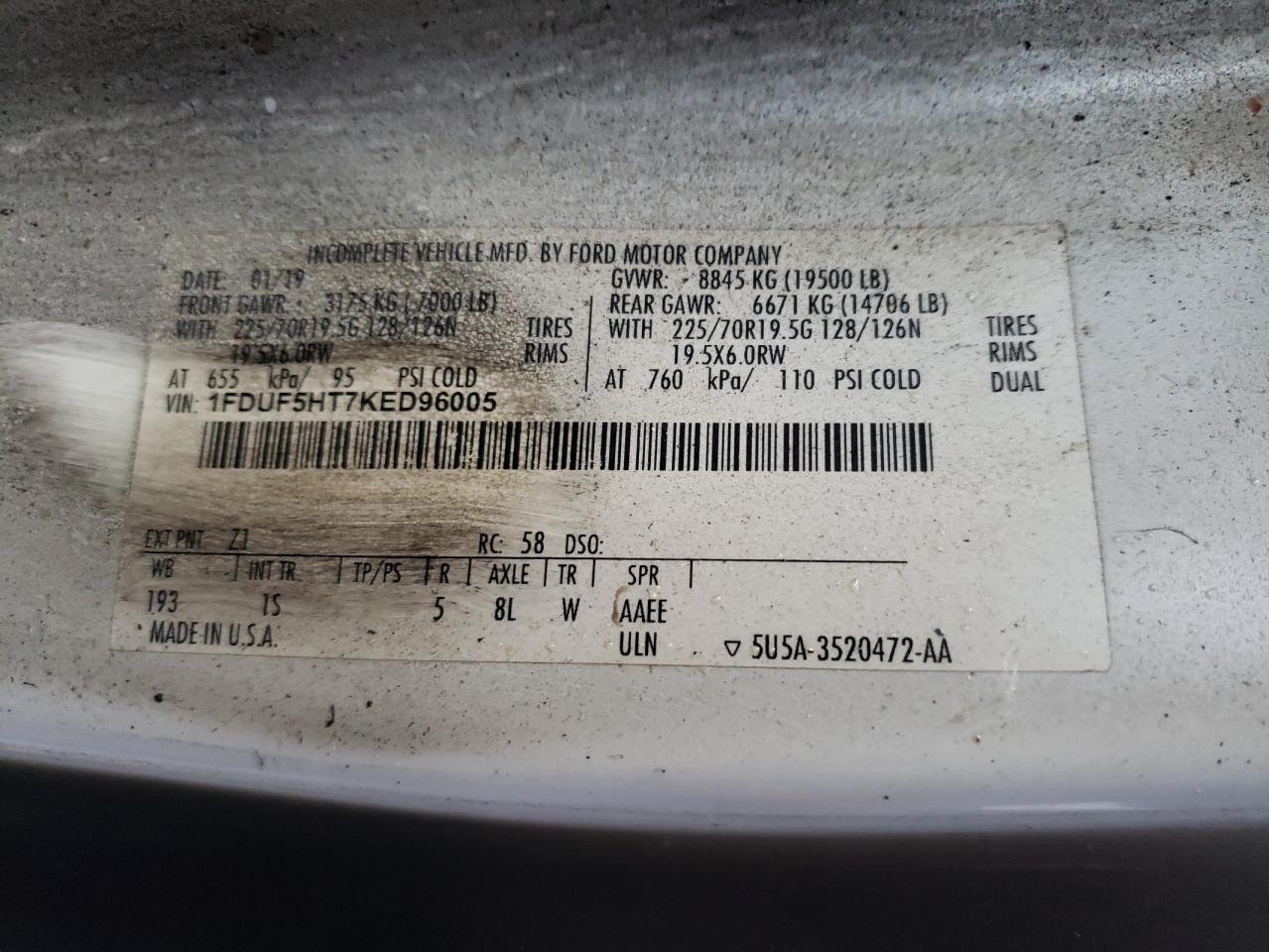 Photo 11 VIN: 1FDUF5HT7KED96005 - FORD F550 