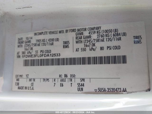 Photo 8 VIN: 1FDWE3FL0FDA12533 - FORD E-350 