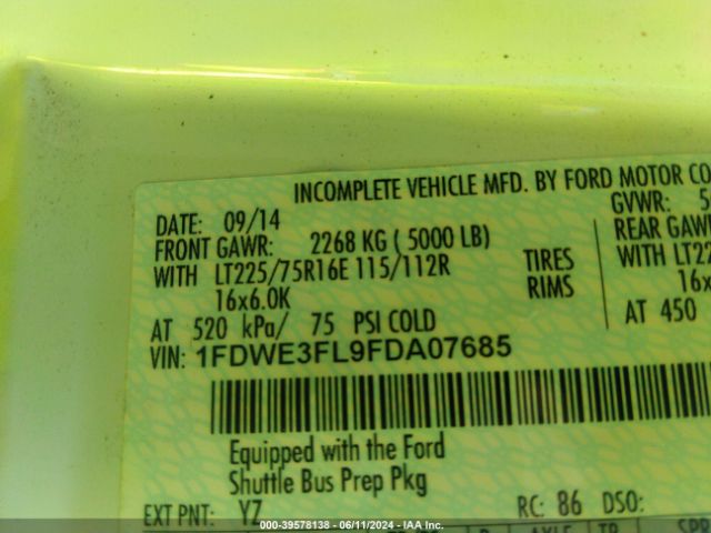 Photo 8 VIN: 1FDWE3FL9FDA07685 - FORD E-350 