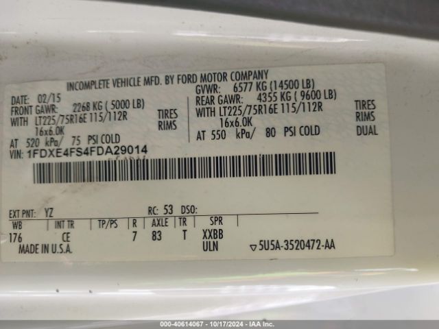 Photo 8 VIN: 1FDXE4FS4FDA29014 - FORD E-450 