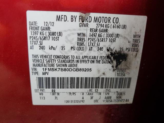 Photo 12 VIN: 1FM5K7B80DGB89205 - FORD EXPLORER 