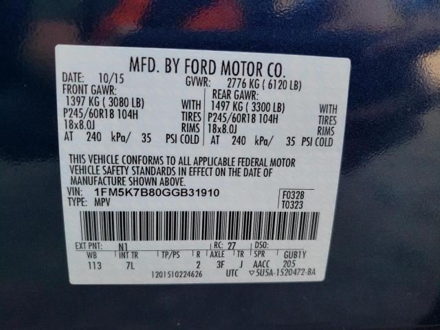 Photo 9 VIN: 1FM5K7B80GGB31910 - FORD EXPLORER 