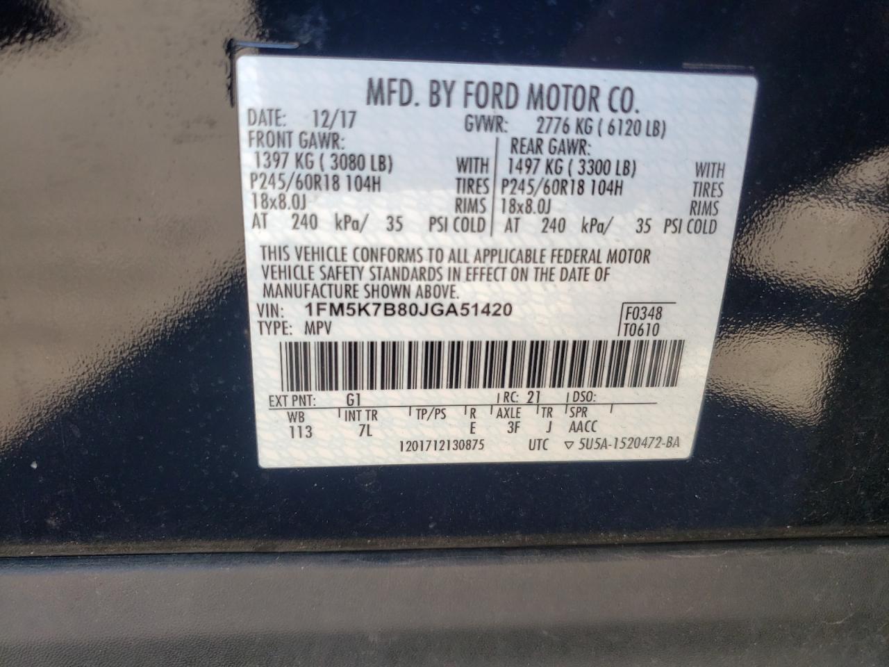 Photo 12 VIN: 1FM5K7B80JGA51420 - FORD EXPLORER 