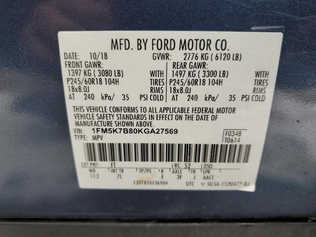 Photo 12 VIN: 1FM5K7B80KGA27569 - FORD EXPLORER 