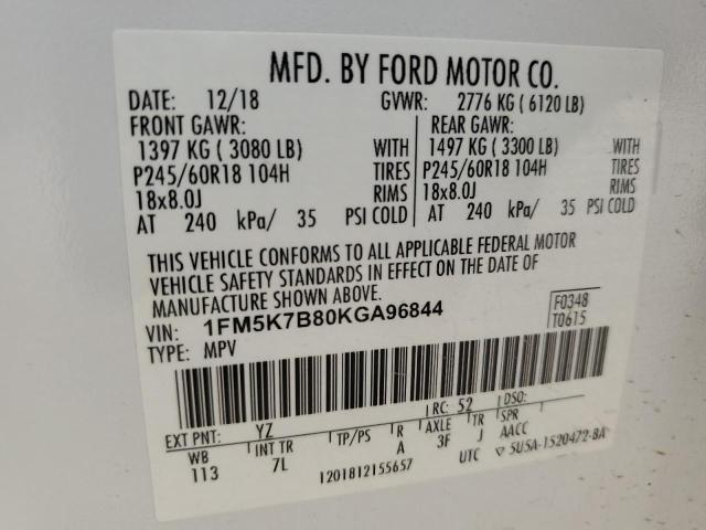 Photo 12 VIN: 1FM5K7B80KGA96844 - FORD EXPLORER 