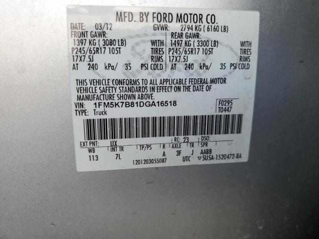 Photo 13 VIN: 1FM5K7B81DGA16518 - FORD EXPLORER 