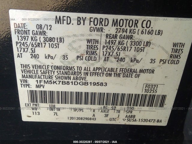 Photo 8 VIN: 1FM5K7B81DGB19583 - FORD EXPLORER 