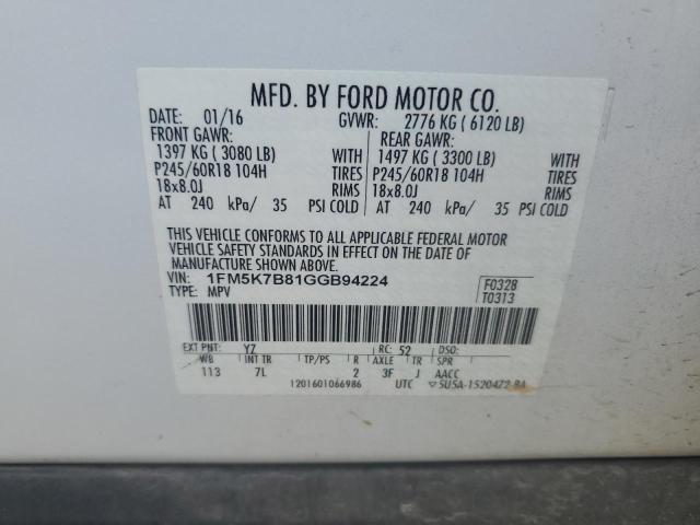 Photo 12 VIN: 1FM5K7B81GGB94224 - FORD EXPLORER 