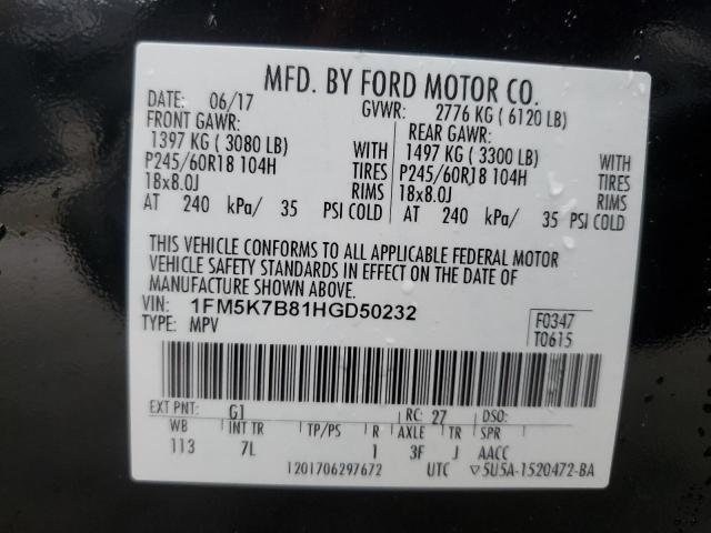 Photo 12 VIN: 1FM5K7B81HGD50232 - FORD EXPLORER 