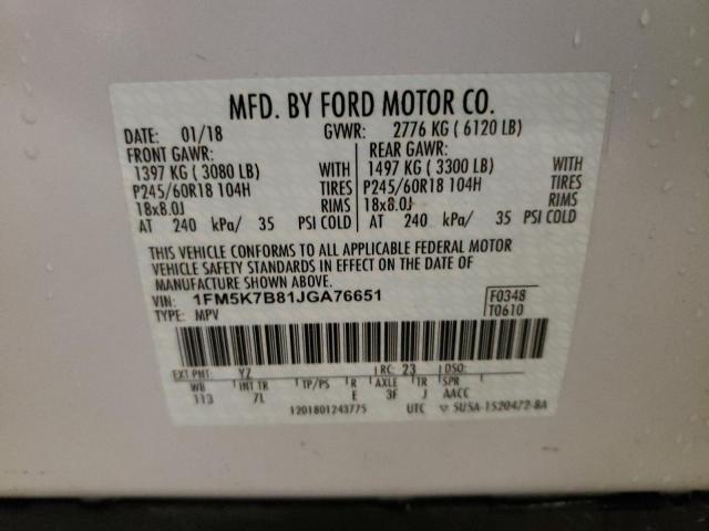 Photo 9 VIN: 1FM5K7B81JGA76651 - FORD EXPLORER 