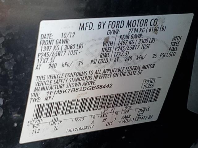 Photo 12 VIN: 1FM5K7B82DGB58442 - FORD EXPLORER 