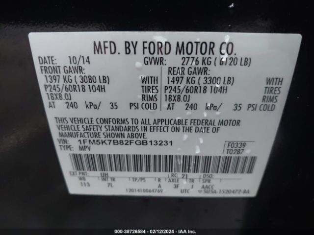 Photo 8 VIN: 1FM5K7B82FGB13231 - FORD EXPLORER 