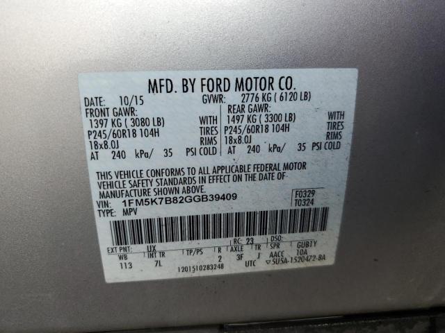 Photo 12 VIN: 1FM5K7B82GGB39409 - FORD EXPLORER 