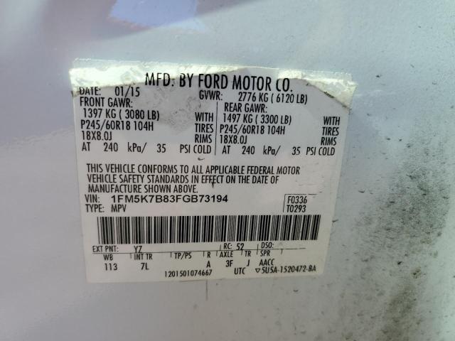 Photo 9 VIN: 1FM5K7B83FGB73194 - FORD EXPLORER 