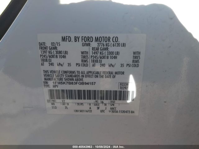 Photo 8 VIN: 1FM5K7B83FGB94157 - FORD EXPLORER 