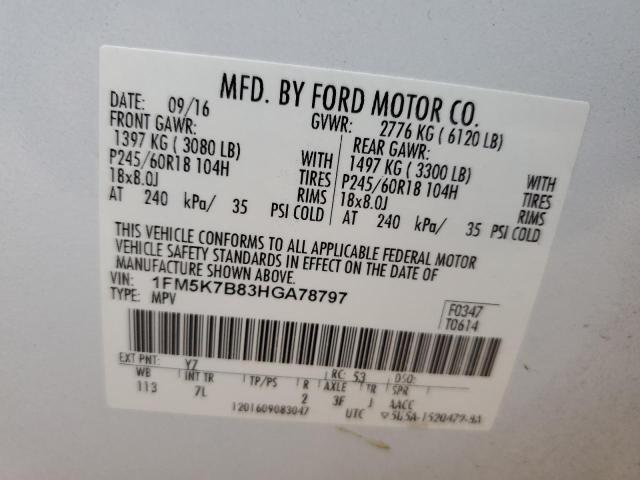 Photo 12 VIN: 1FM5K7B83HGA78797 - FORD EXPLORER 