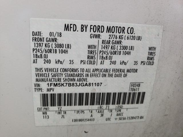 Photo 12 VIN: 1FM5K7B83JGA81107 - FORD EXPLORER 