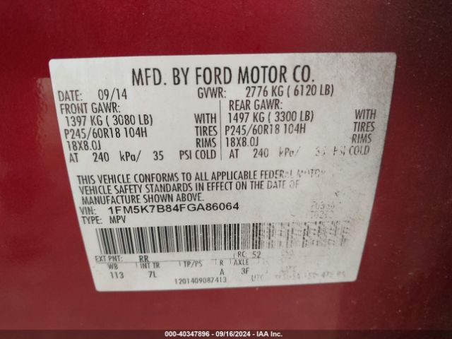 Photo 8 VIN: 1FM5K7B84FGA86064 - FORD EXPLORER 