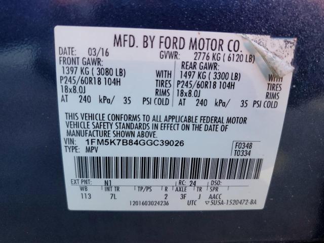 Photo 12 VIN: 1FM5K7B84GGC39026 - FORD EXPLORER 