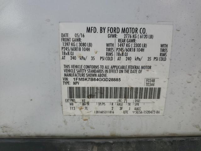 Photo 11 VIN: 1FM5K7B84GGD28885 - FORD EXPLORER 