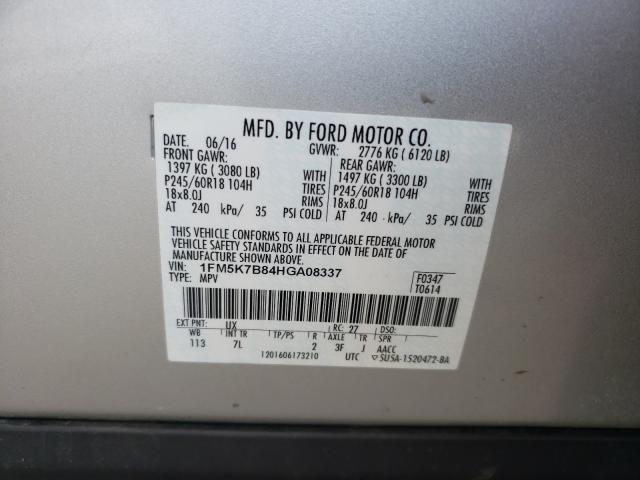 Photo 9 VIN: 1FM5K7B84HGA08337 - FORD EXPLORER 