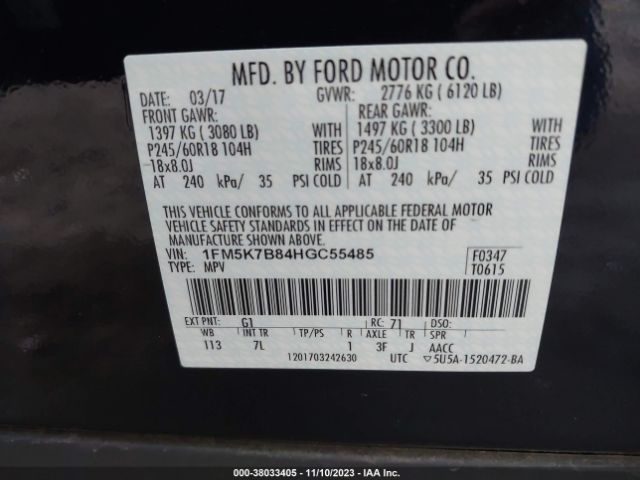 Photo 8 VIN: 1FM5K7B84HGC55485 - FORD EXPLORER 