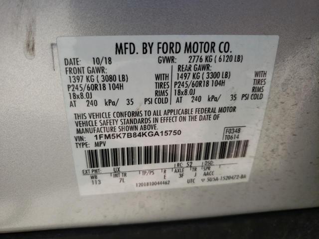 Photo 12 VIN: 1FM5K7B84KGA15750 - FORD EXPLORER 